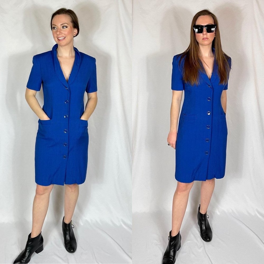SIZE S/M | Vintage Shirt Dress Collared Button Dow